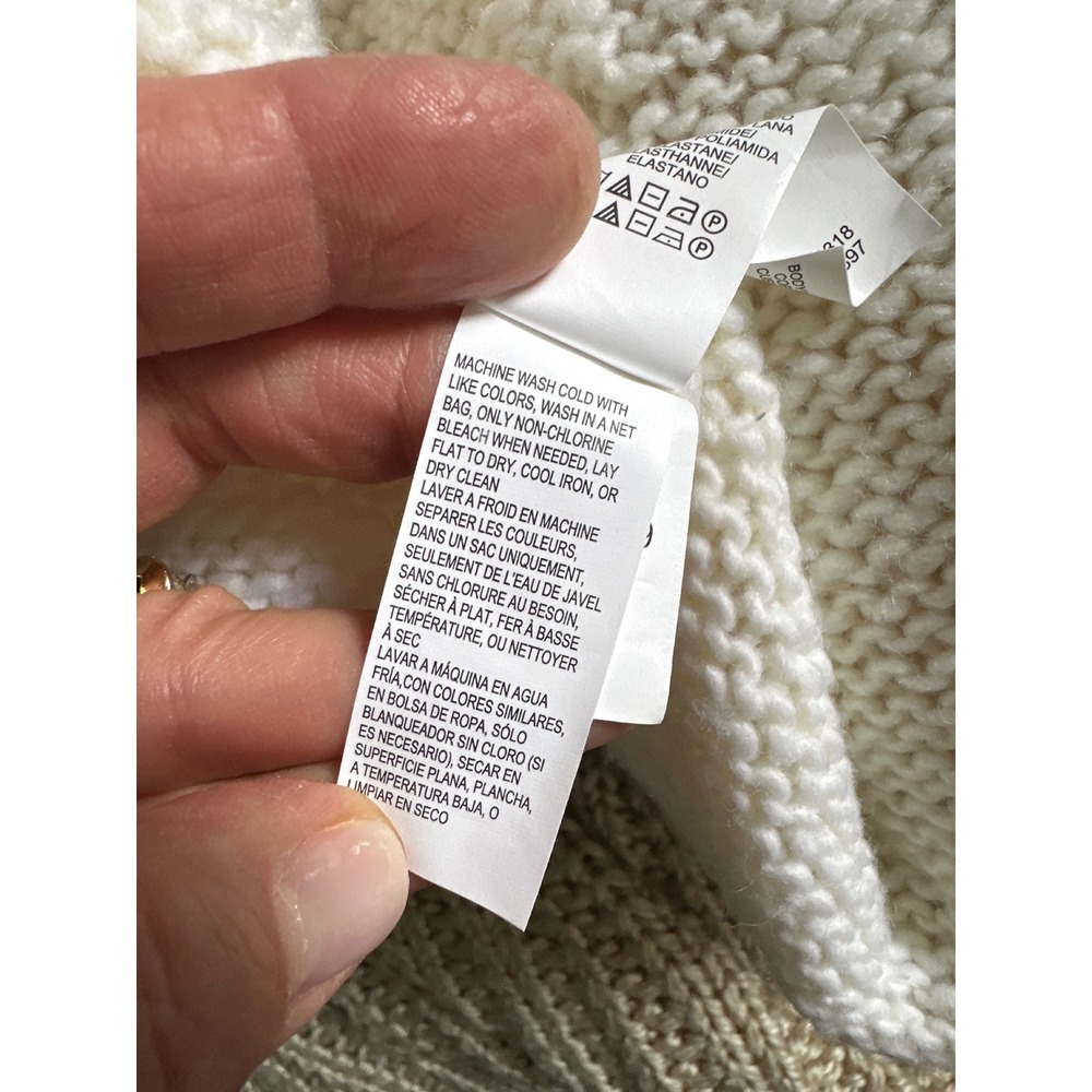 Lucky Brand Ivory Chunky Bobble Popcorn Knit Wool Blend Open Front Cardigan S - Picture 8 of 9